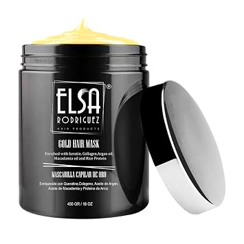 Gold hair mask, treatment deep conditioner for dry damaged hair, enriched with products natural keratin,collagen,argan oil, macadamia & rice protein, repairing hair mask of 16Oz.