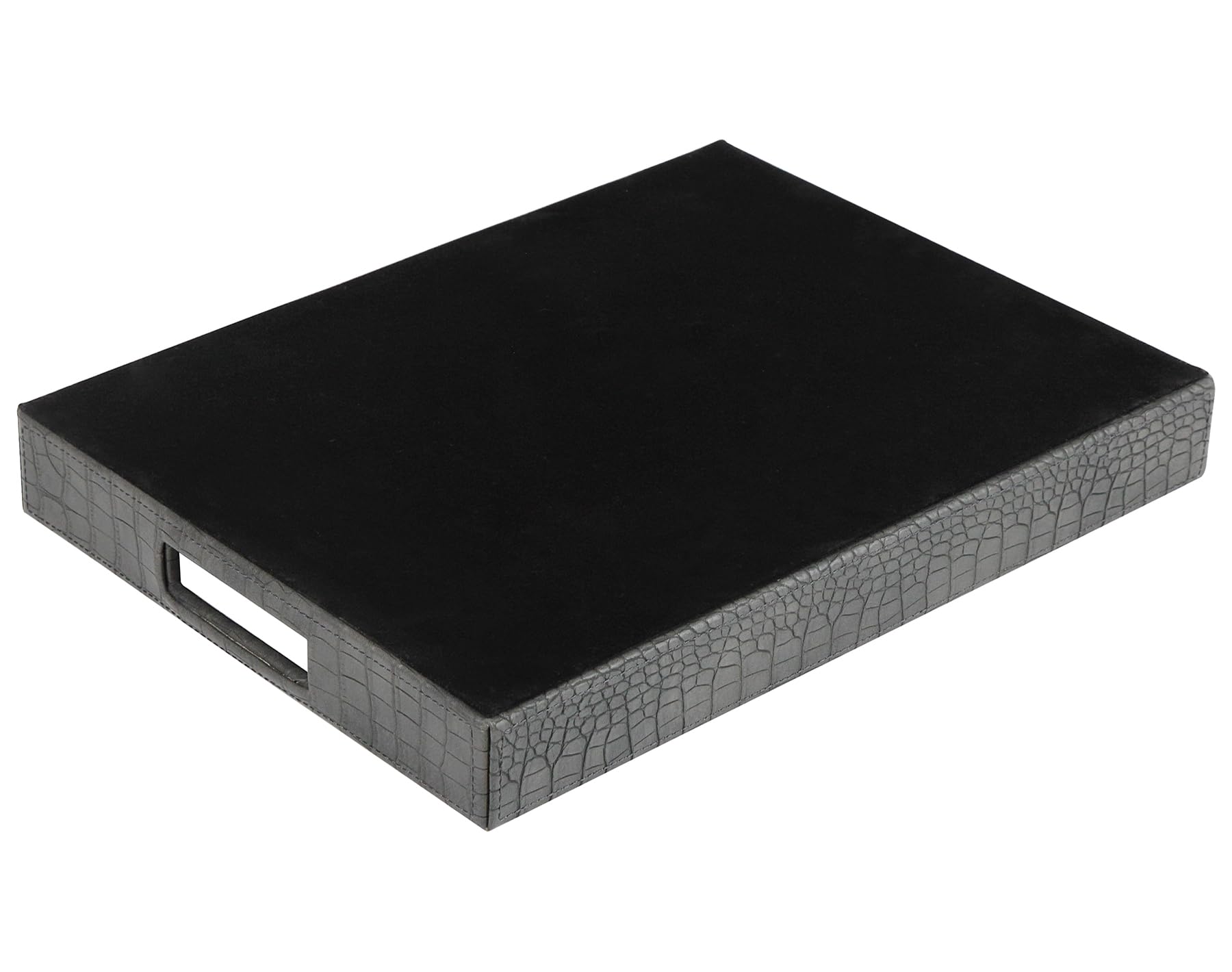 HofferRuffer Bandeja Rectangular para Servir con Asas de Agujero para Mesa de café, Desayuno, té, Alimentos, mayordomo, encimera, Cocina, Bandeja de Servicio de tocador, 16.2 x 12.2 x 2 Pulgadas