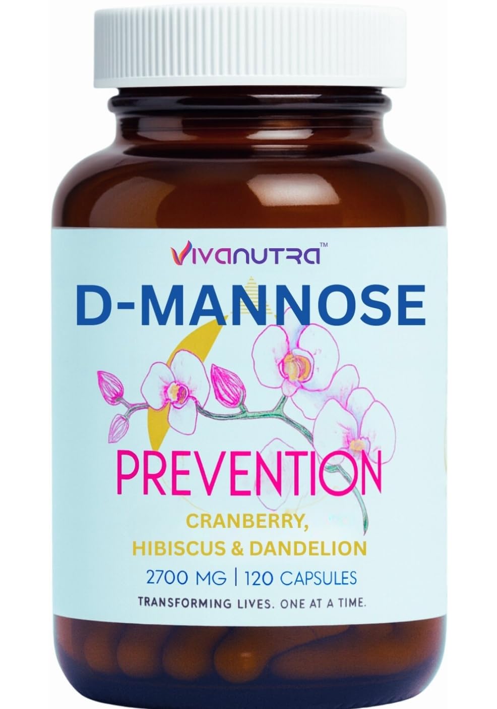 Cranberry D Mannose Capsules — D Mannose with Cranberry, Hibiscus & Dandelion, 2000 mg/Day – Supports Urinary Tract Health & Comfort – 120 Veggie Capsules