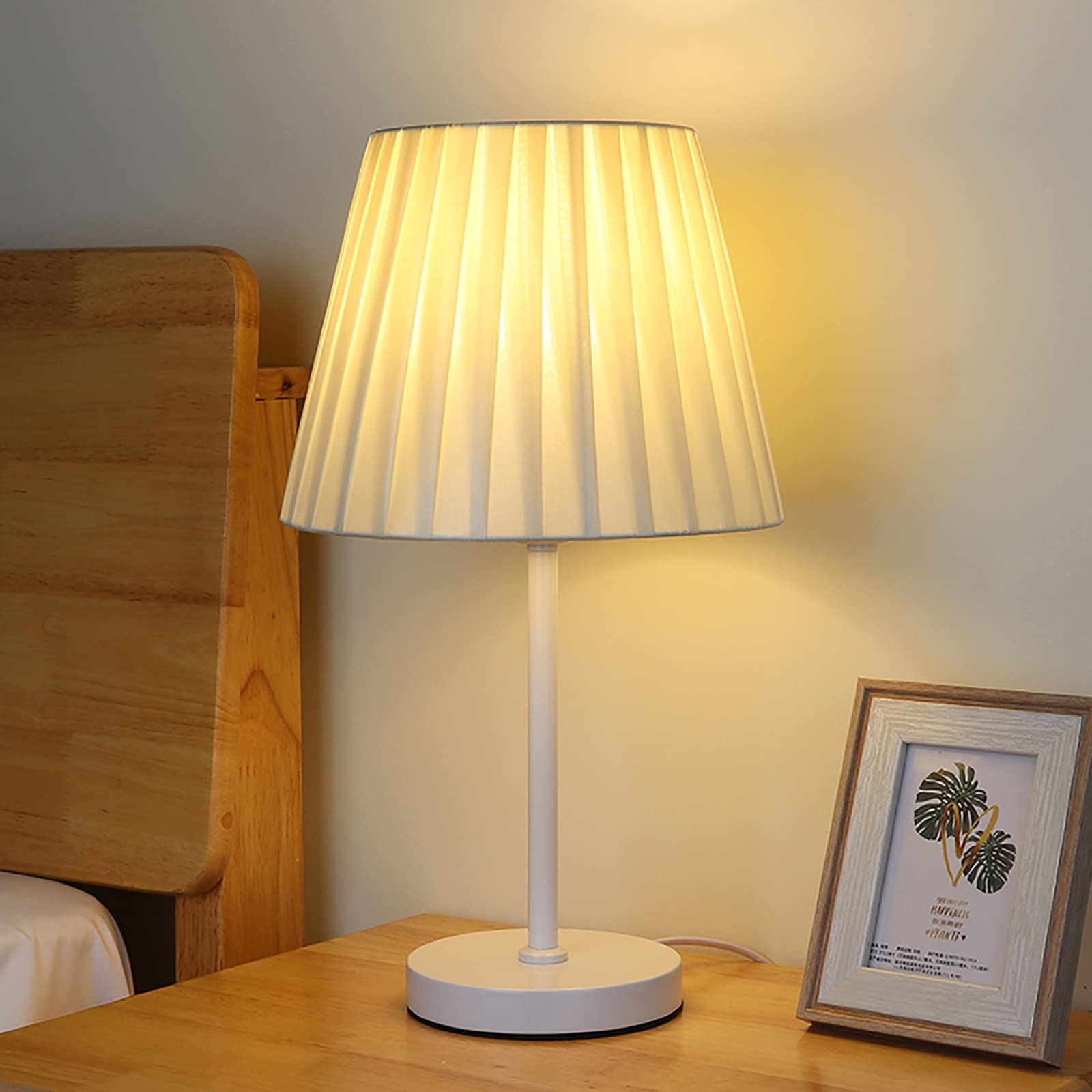 Lampe de Bureau, Lampe de Table, Lampe de Chevet avec Abat-Jour en Lin, Lampe de Bureau avec Support, Lampe de Table de Chevet pour la Maison, Le Salon, la Chambre à Coucher, décoration idéale (A,