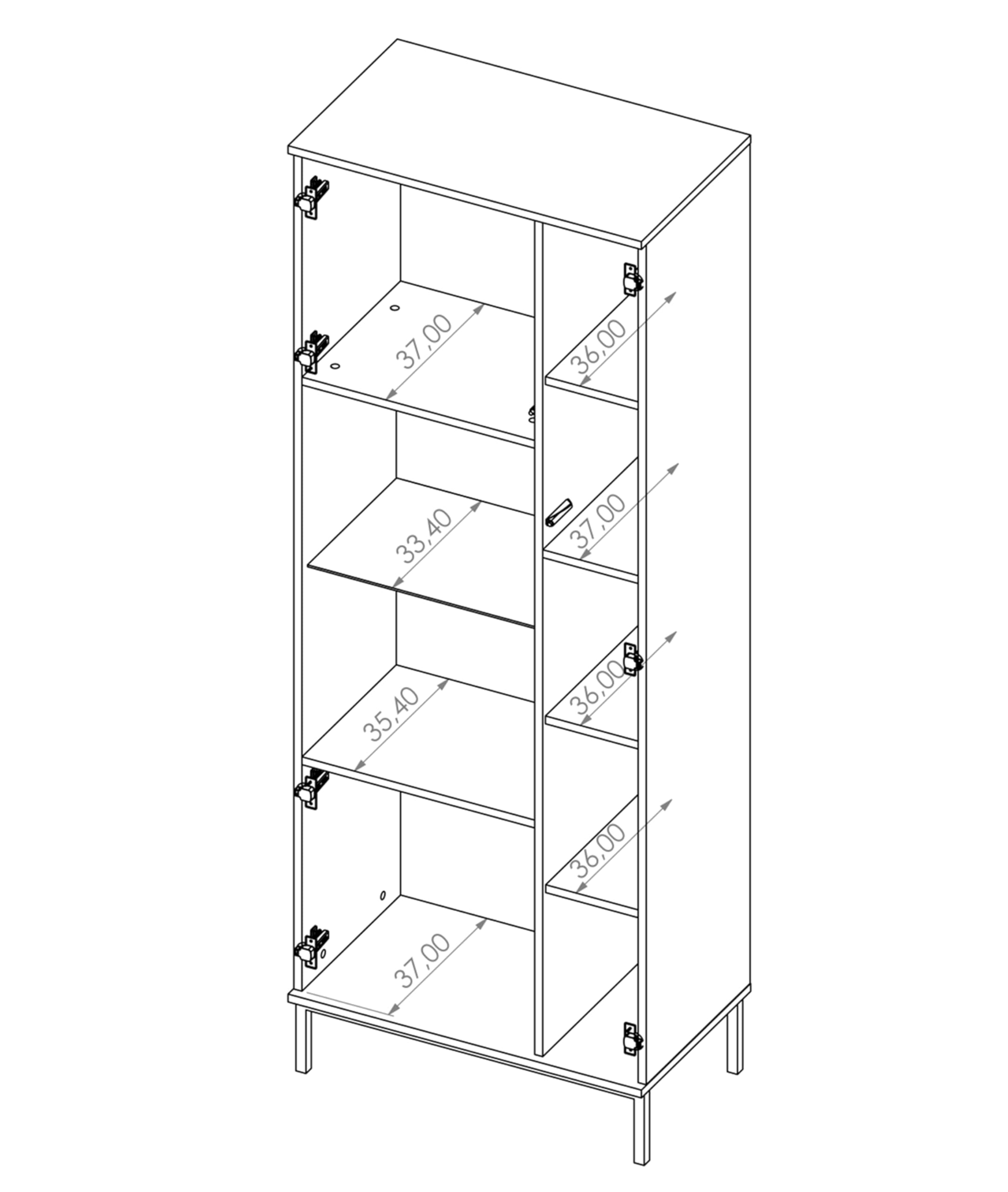 AXLIVING Vitrine Queba QT07 en Verre Noir 70 cm de Large 190 cm de Hauteur Meuble de Rangement pour Salon
