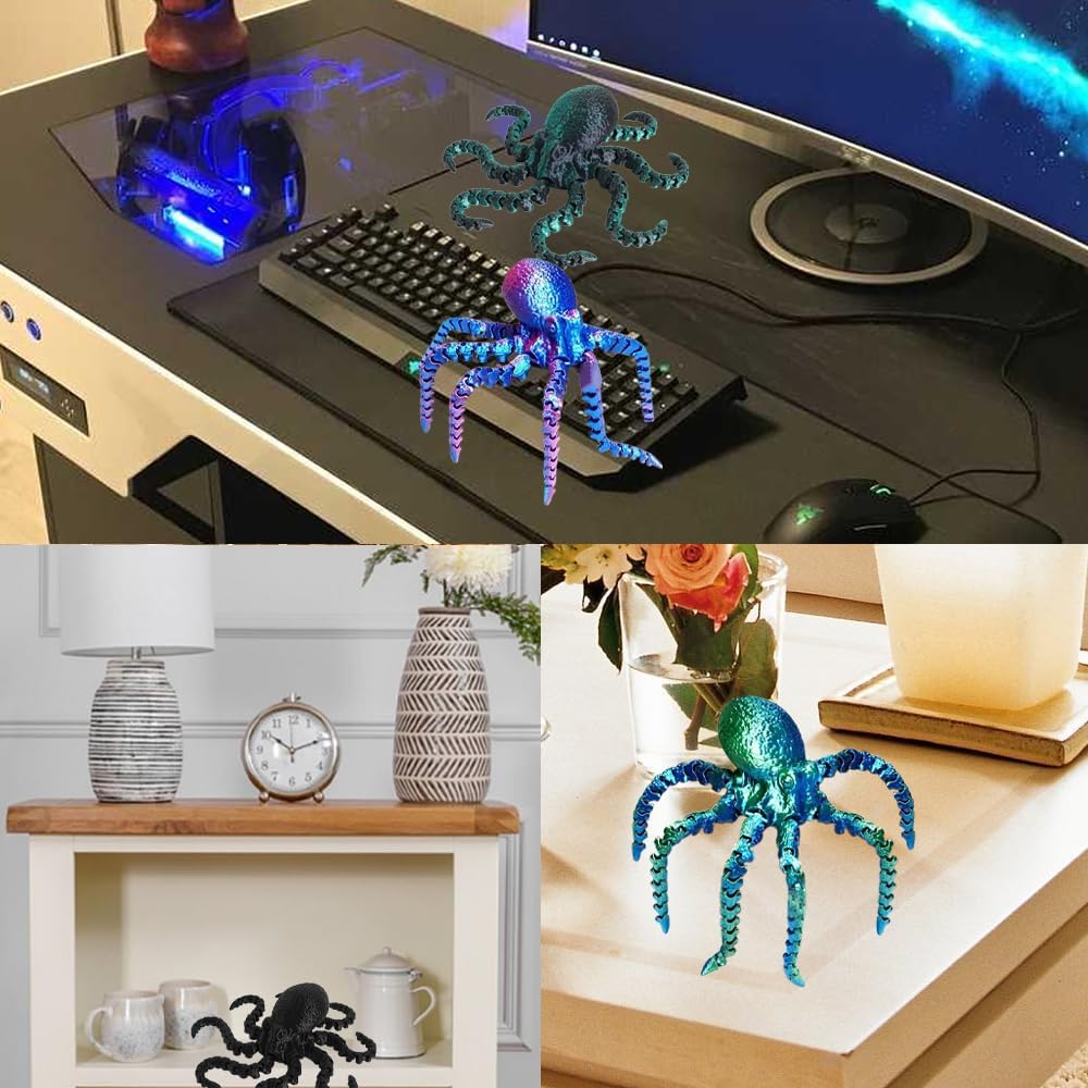 FUNKY STORE 4pcs 3D Octopus Printed Animals Perfect Basket Stuffing with an Articulated Crystal Dragon Fidget, Goodie Bag Stuffers for Valentines Days Gift