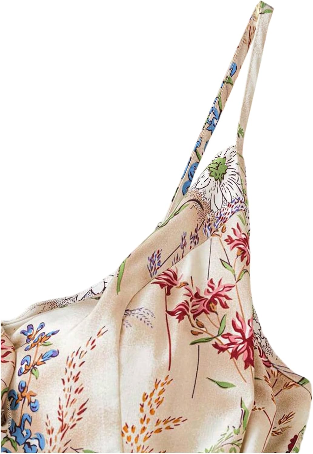 SOLY HUX Women's Summer Floral Dress Bow Tie V Neck Spaghetti Strap A Line Flowy Midi Dresses Boho Vacation Sundress - Image 5