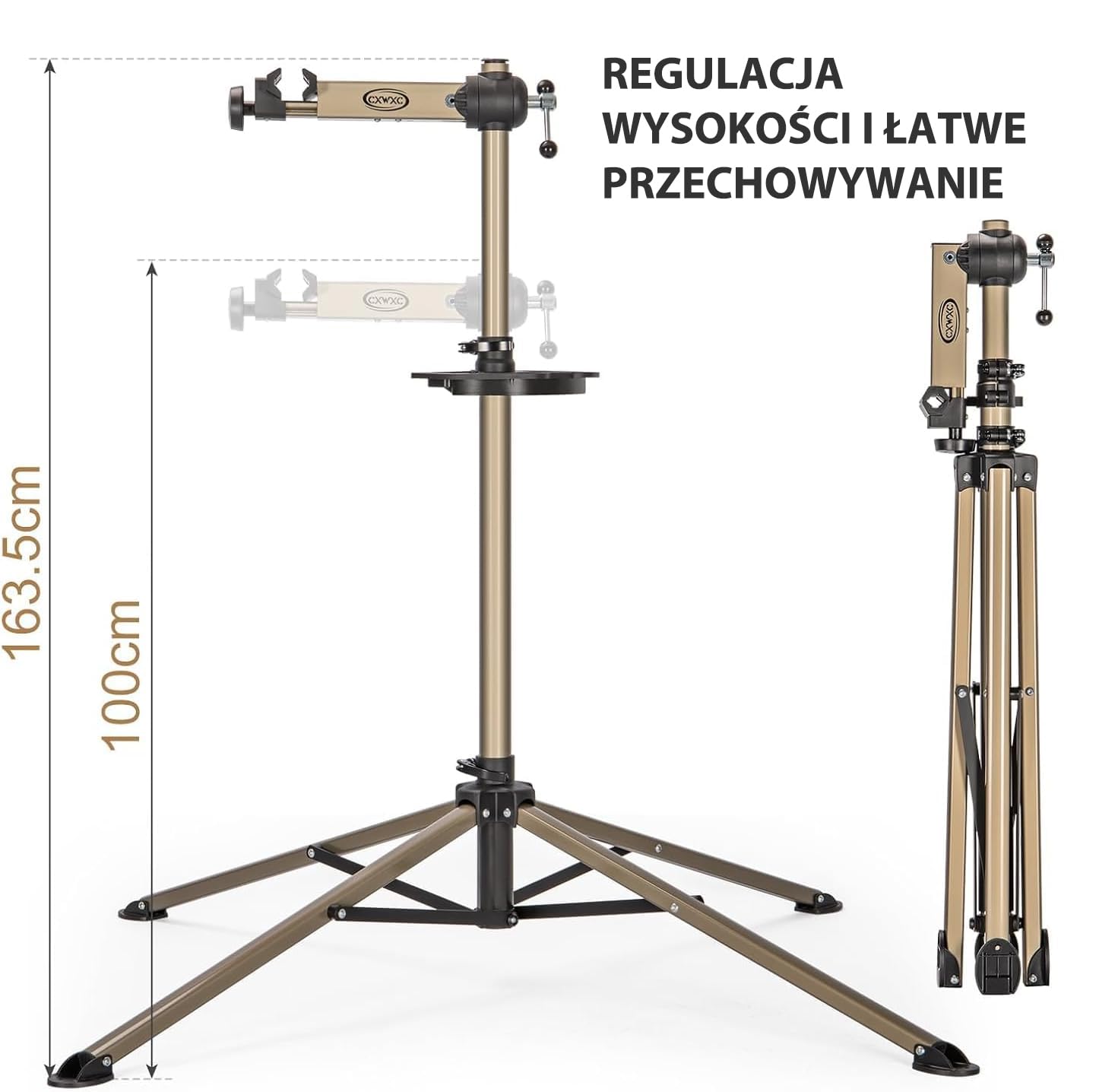 CXWXC Stojak do montażu rowerów, stojak do naprawy rowerów, obracany o 360°, z dużym, aluminiowym stojakiem montażowym, z regulacją wysokości, do rowerów wyścigowych, do 30 kg (szampański)