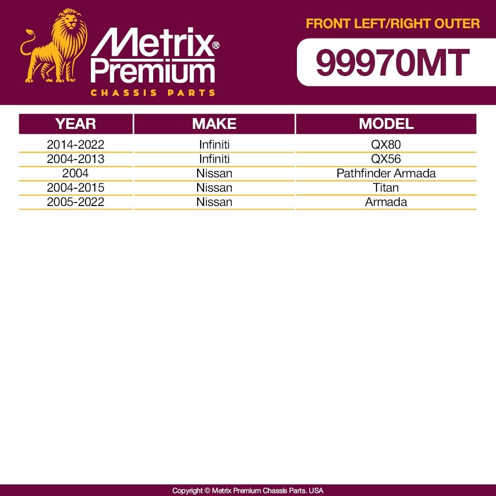 Metrix Premium Chassis Parts - Front Left & Right Outer Tie Rod End Kit Fits 14-22 Infiniti QX80, 04-13 QX56, 04 Nissan Pathfinder Armada, 04-15 Titan, 05-22 Armada, ES800031, ES800032, Made in Europe