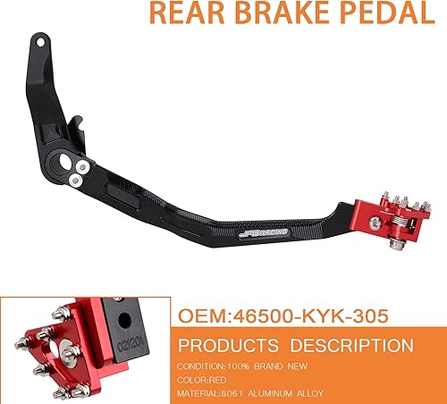 Miniatura 2 de JFG RACING Palanca de pedal de freno trasero plegable para motocicleta CNC para CRF110 F 2013-2022 OEM rojo 46500-KYK-305