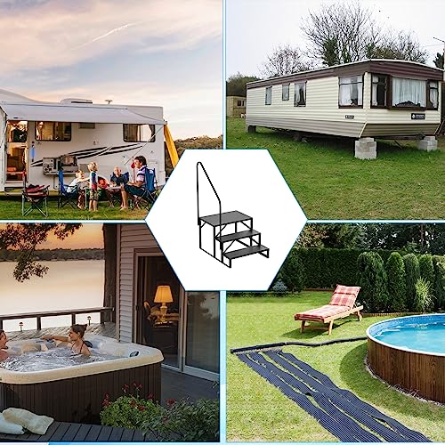 Swimming Pool Ladder Above Ground, Hot Tub Steps Outdoor, Portable 3 Rv Steps Ladders With Handrail, Heavy Duty Truck Camper Steps Stairs For Travel Trailers, 5Th Wheel, Motor Home, Spa, And Porch #TOP5