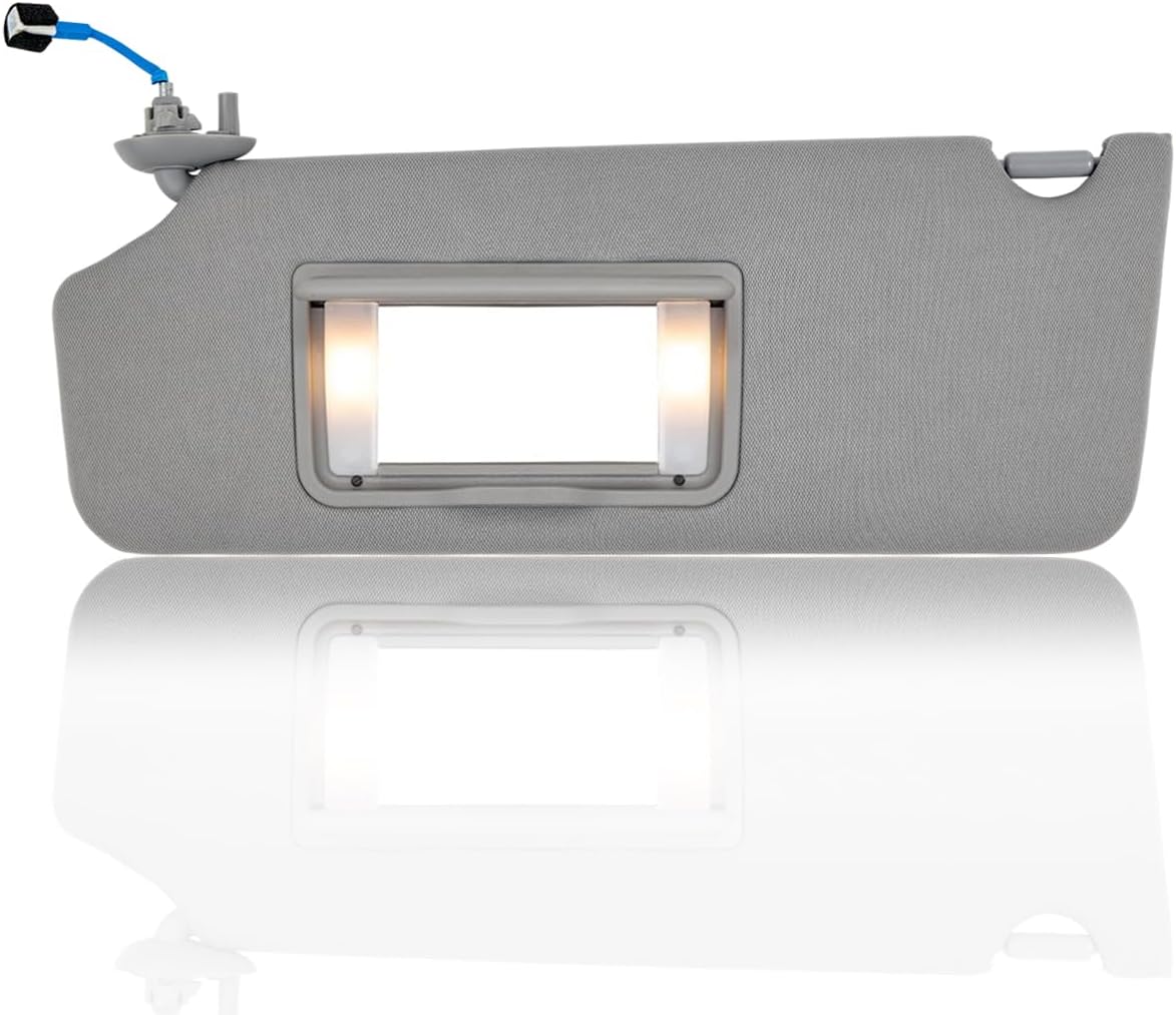 EKLN Sun Visor Left Driver Side LH with Mirror and Light Gray Fit for 2017-2021 Honda Pilot 2018-2020 Honda Ridgeline Replacement OE# 83280-TG7-A12ZB (Left Driver Side), EKLN-83280-TG7-A12ZB