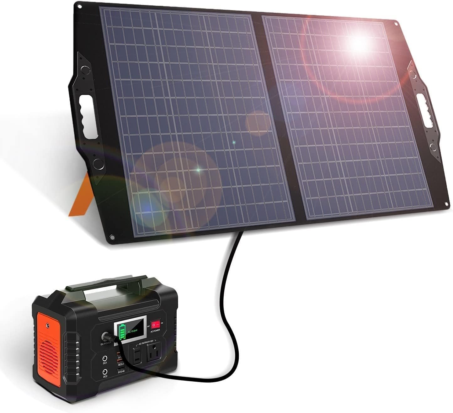 ALLPOWERS-Panneau de Chargement Pliable Portable, Étanche, 60W/100W, avec 300W, pour Camping, Pêche  44