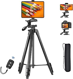 63" Tripod for iPad and iPhone, GMAIPOP Camera Tripod Stand for Cell Phone/Tablet 4"-12.9",Aluminum Portable Travel Tripod Mount with Remote & Carry Bag for Live Stream/Video Recording