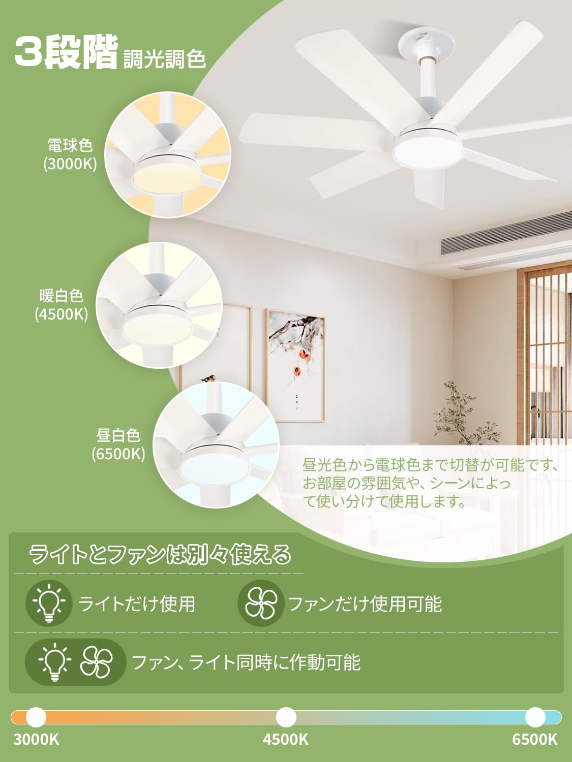 Amazon.co.jp: シーリングファンライト【7羽根大風量・正逆回転・DC