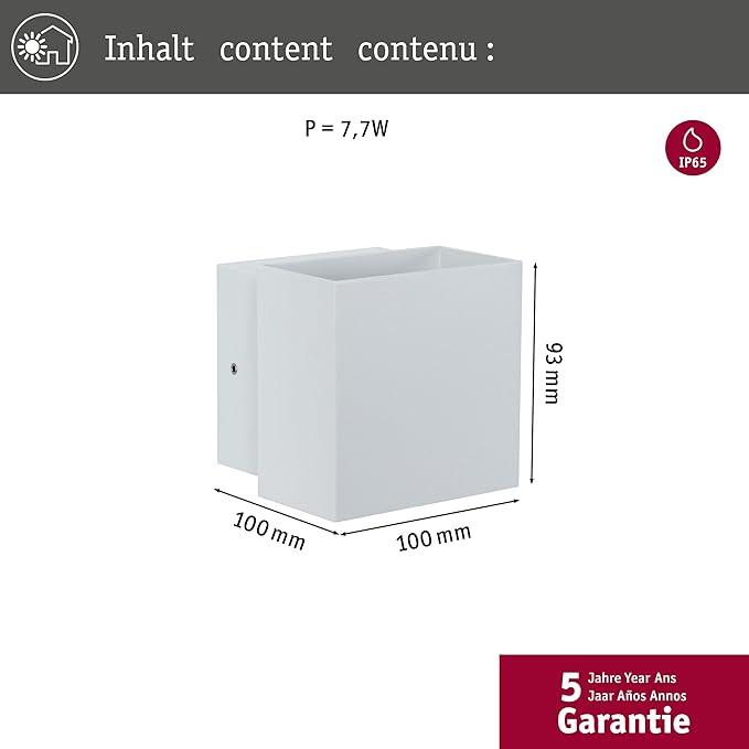 Paulmann Paulmann 18003 wandopbouwlamp huismuur LED oriëntatielicht Cybo vierkant lamp 2x3W wit 100x100 mm buiten IP65 straalwaterdicht lichtaccenten photo 3