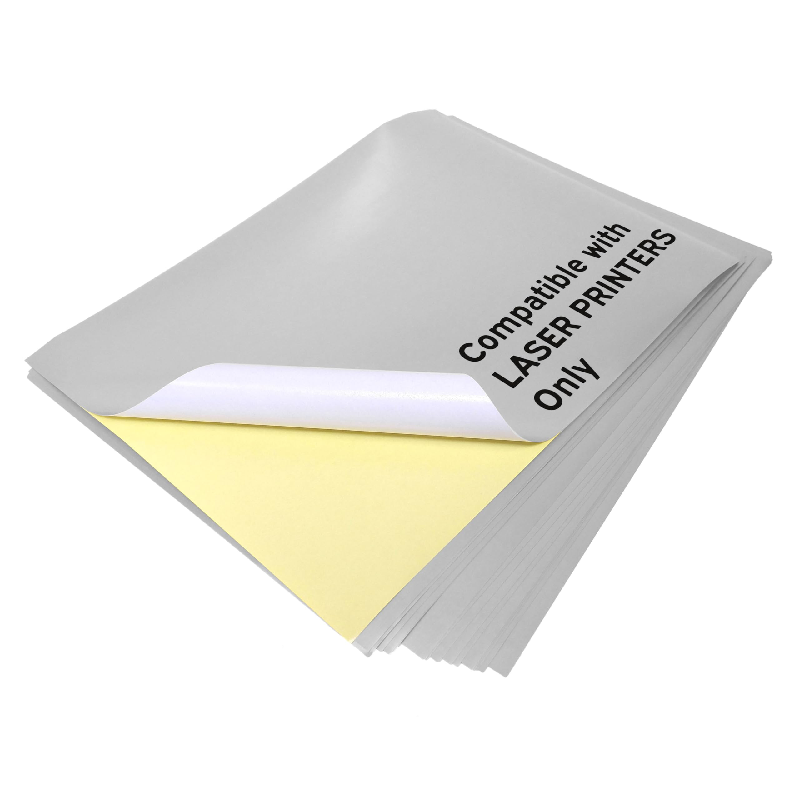 A4 100 Sheets Metallic Gold Colour Laser Printable Self Adhesive Sticky Sticker Craft Labels Silhouette Paper (A4 Metallic Silver Labels)