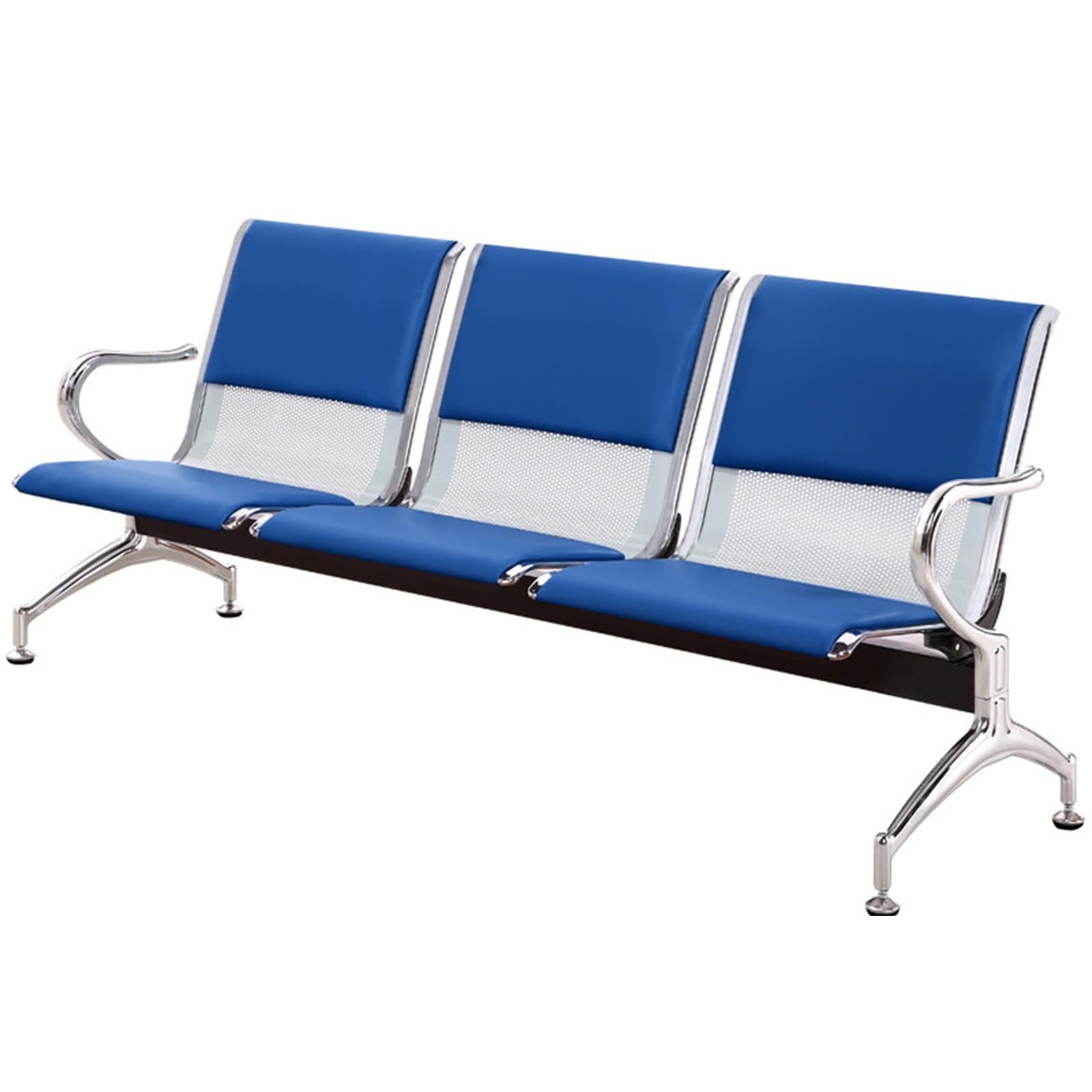 ASerZenith Airport Waiting Room Chair 3Seater Office Conference Chairs Reception Guest Bench Pu Leather Cush For Bank Hospital Stat,Dark Blue