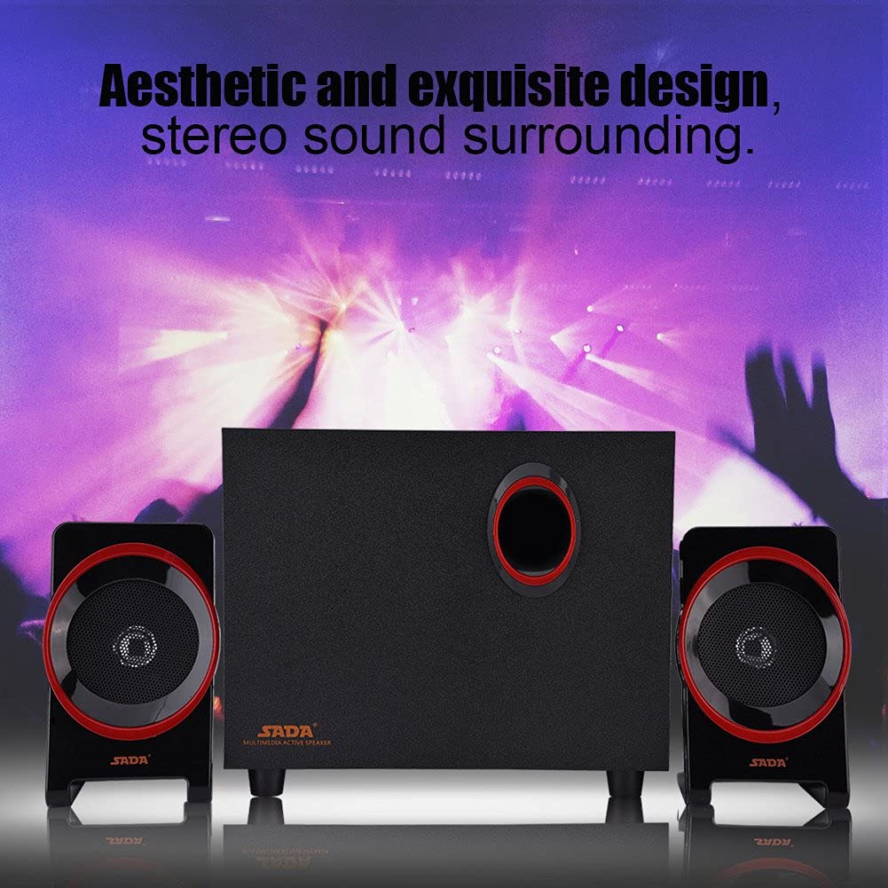 Altoparlante for computer in legno, altoparlanti portatili USB 2.1 cablati in legno Lettore musicale HiFi Bass con subwoofer, audio con altoparlanti in stile classico retrò for PC desktop, laptop, DVD