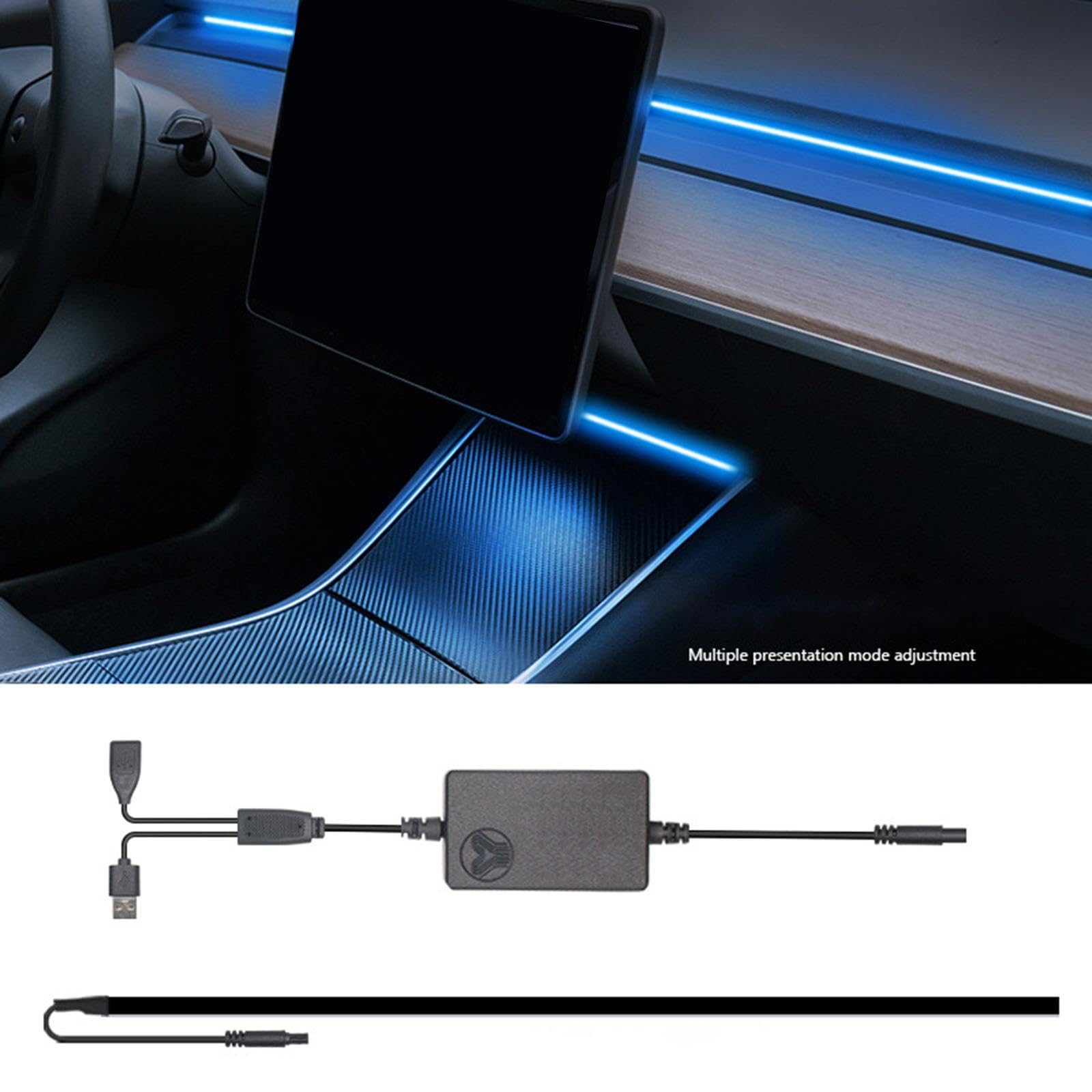 Tira Decorativa Lámpara Ambiente USB Control APP Material Pp con Modo Musical Y Adecuada para Conducción Personalización, con 1 tira de luz