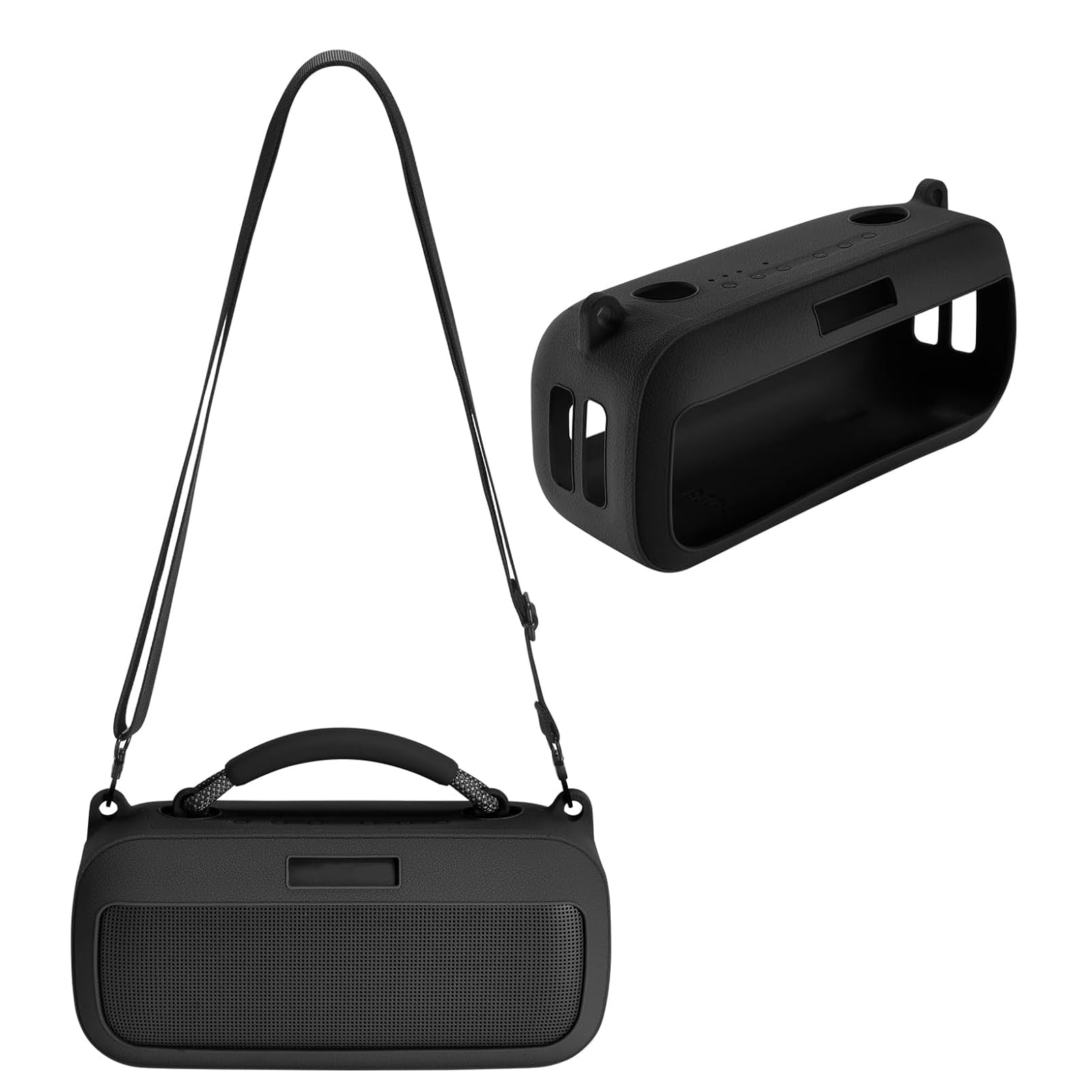 Funda de Silicona para Bose SoundLink MAX Altavoz portátil,Soundlink MAX Estuche de Viaje Portátil Protector Bolsa de Transporte con Correa Hombro(Negro)