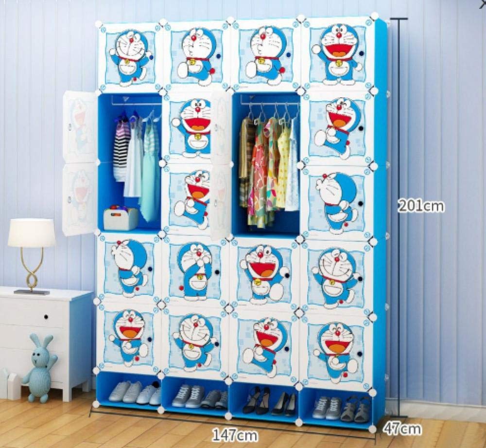 Armario para niños que soluciona el desorden de ropa y calzado infantil con 20 cubos de plástico