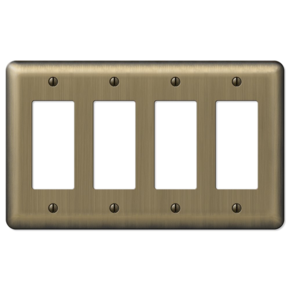 Plaque murale double duplex laiton brossé Amerelle Devon pour remplacer le plastique jauni