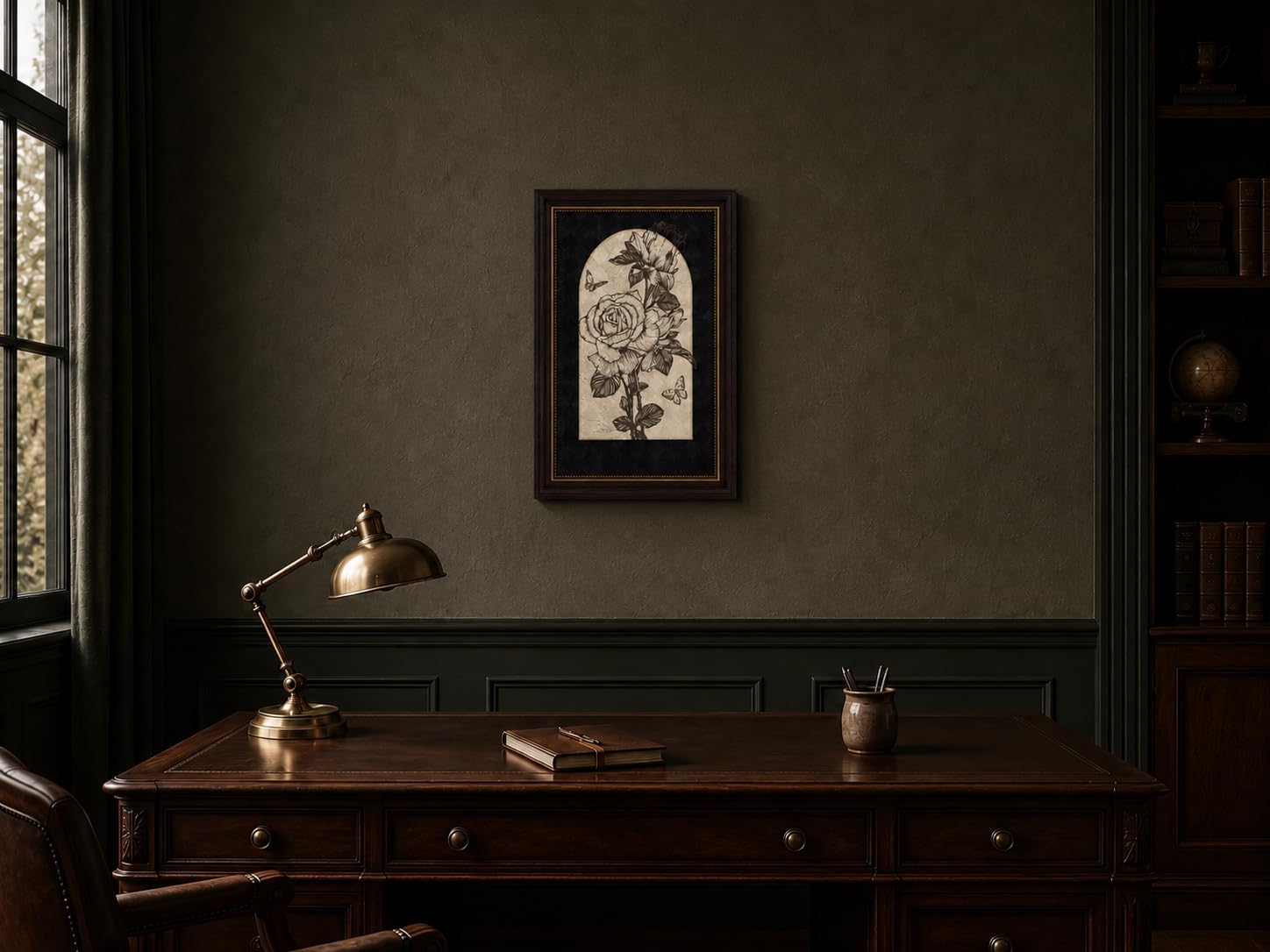 Moody Sketch Floral Wall Art, Dark Academia Flower Wall Decor, 9 x 11 in image 5