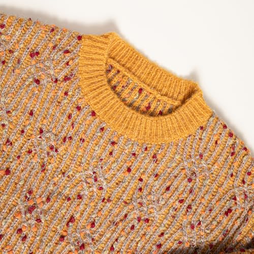 Women's Pullover Round Neck Long Sleeves Colored Sweater Casual Ribbed Autumn Knitted Sweater Top3