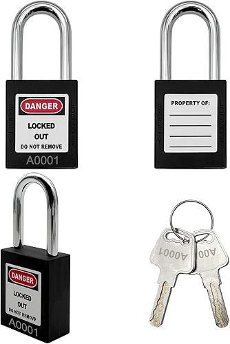 Vista 33 de SAFBY Loto - Candados seguros con 10 llaves para estaciones y dispositivos de bloqueo (amarillo, clave diferente)