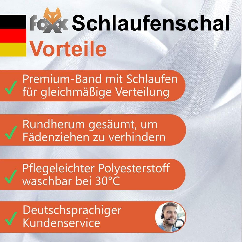 2er Set Schlaufenschal weiss 245 cm transparent moderne weiße Vorhänge, leichte Voile Stores mit verdeckten Schlaufen für lichtdurchlässige Fensterdekoration und elegante Gardinen für modernes Wohnen