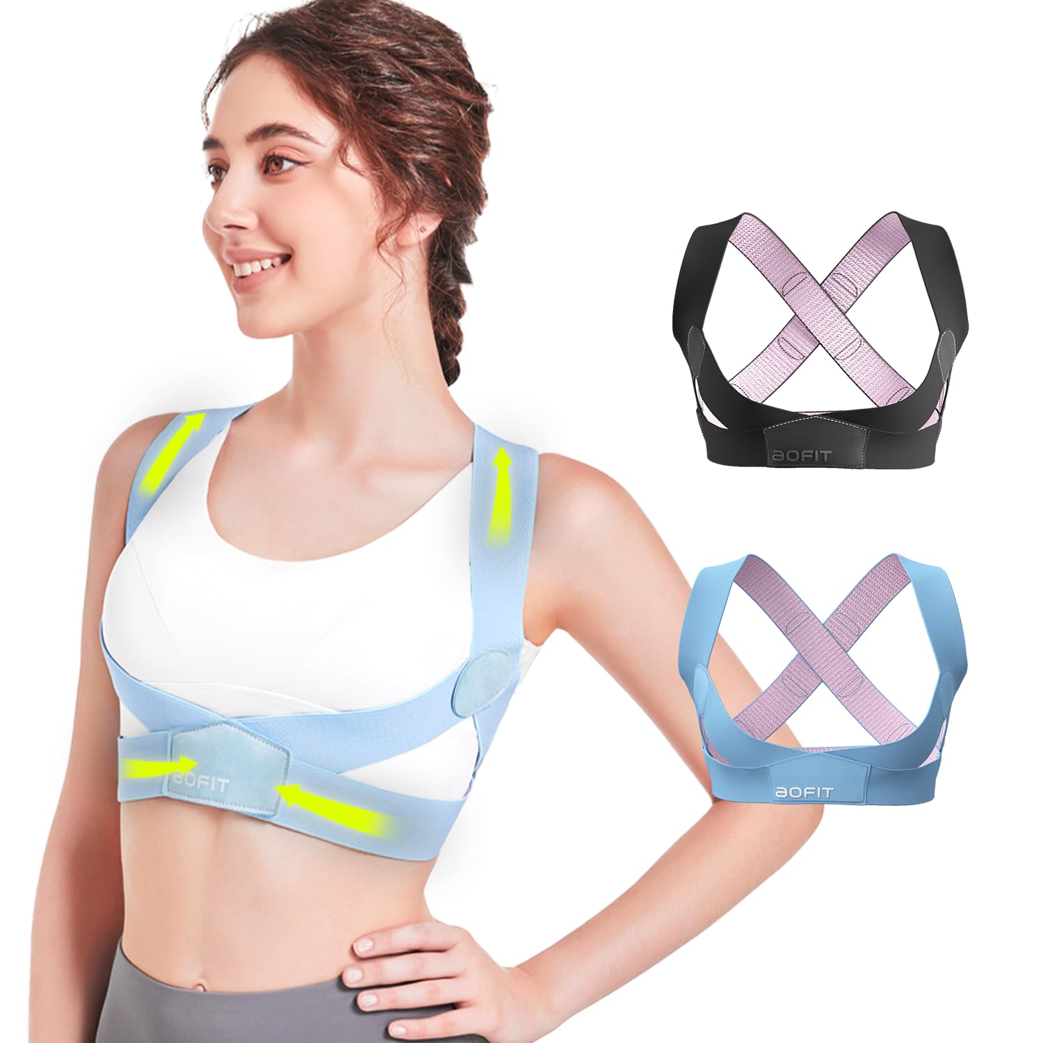 aoFIT Posture Corrector for Women, Upper Back Brace Straightener, Back Support Belt for Hunchback Correction, Relieve Neck Shoulder Clavicle Pain