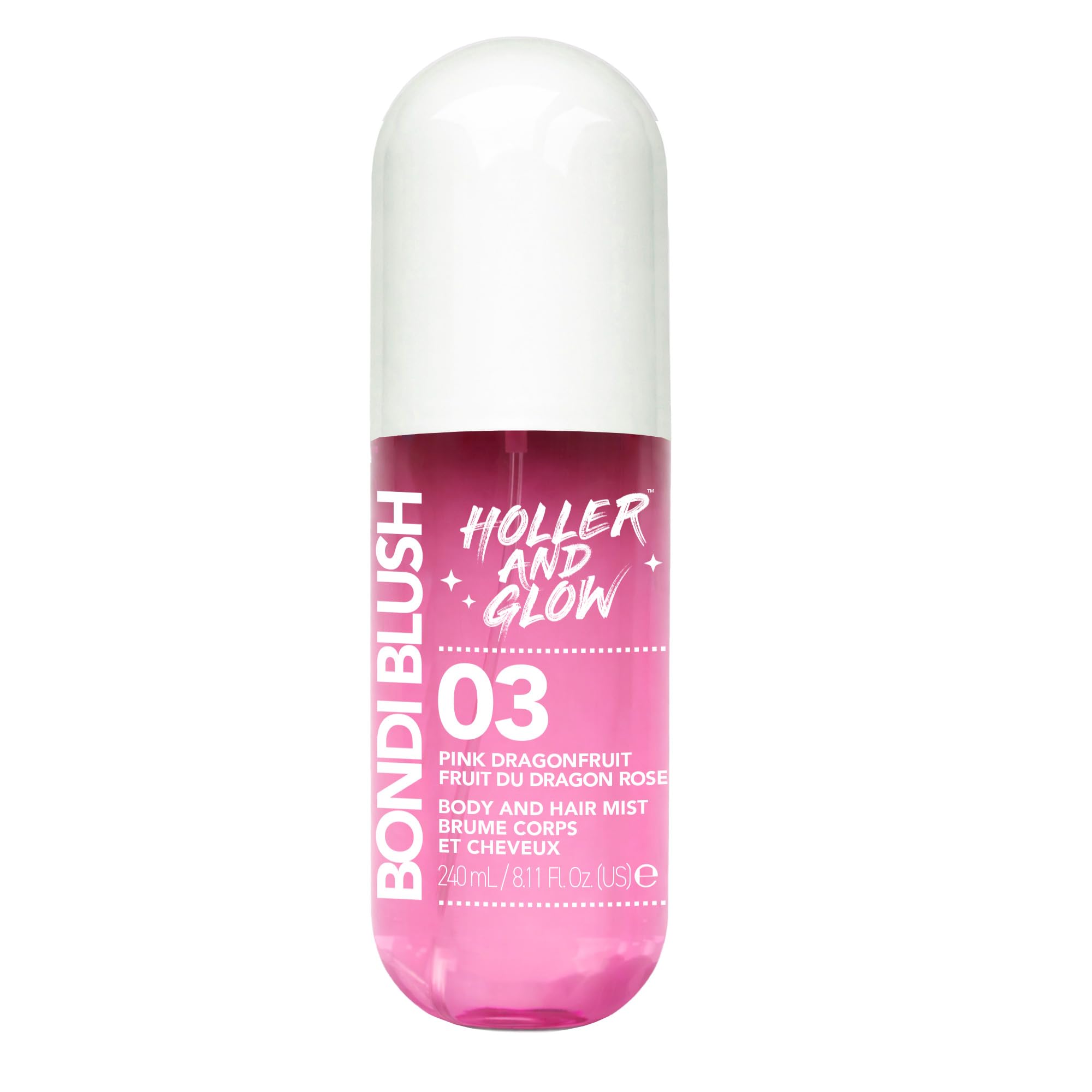 Holler And Glow Bondi Blush Pink Dragonfruit Body & Hair Mist, Body Spray For Women, Hair Perfume For Women, Jasmine, Amber Scented, Floral & Tropical Fragrance Notes, 240 ml