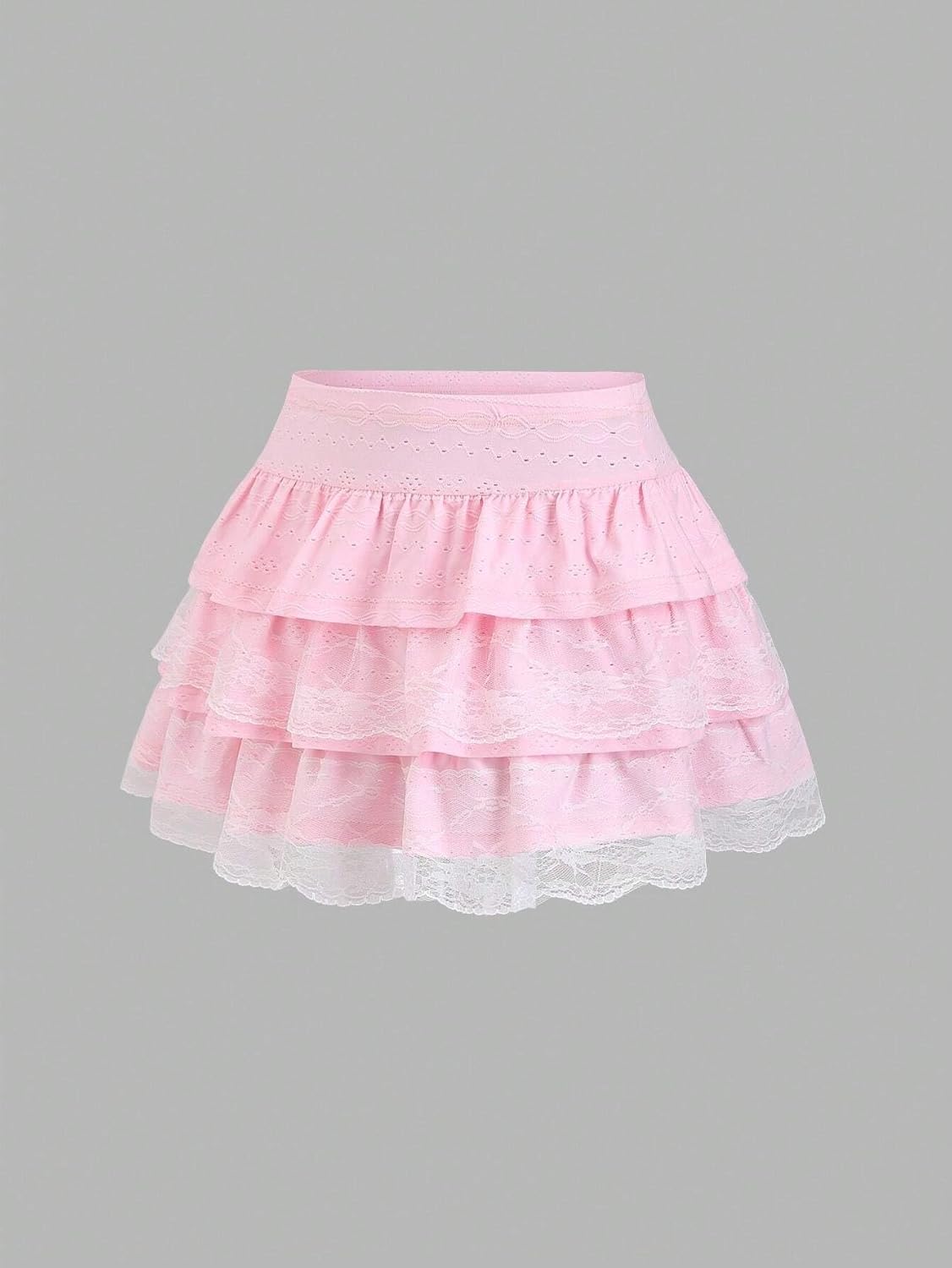 Women's Casual Low-Rise Ruffle Hem Knitted Mini Skort A-Line Puff Skirt for Spring Summer