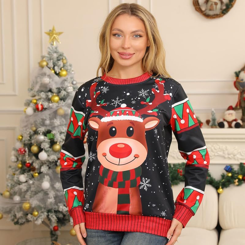 Ugly Christmas Sweatshirts for Women Men,Ugliest Unisex Womens Mens Sweatshirt,Funny Novelty Xmas Deer Sweater Shirt - Image 3
