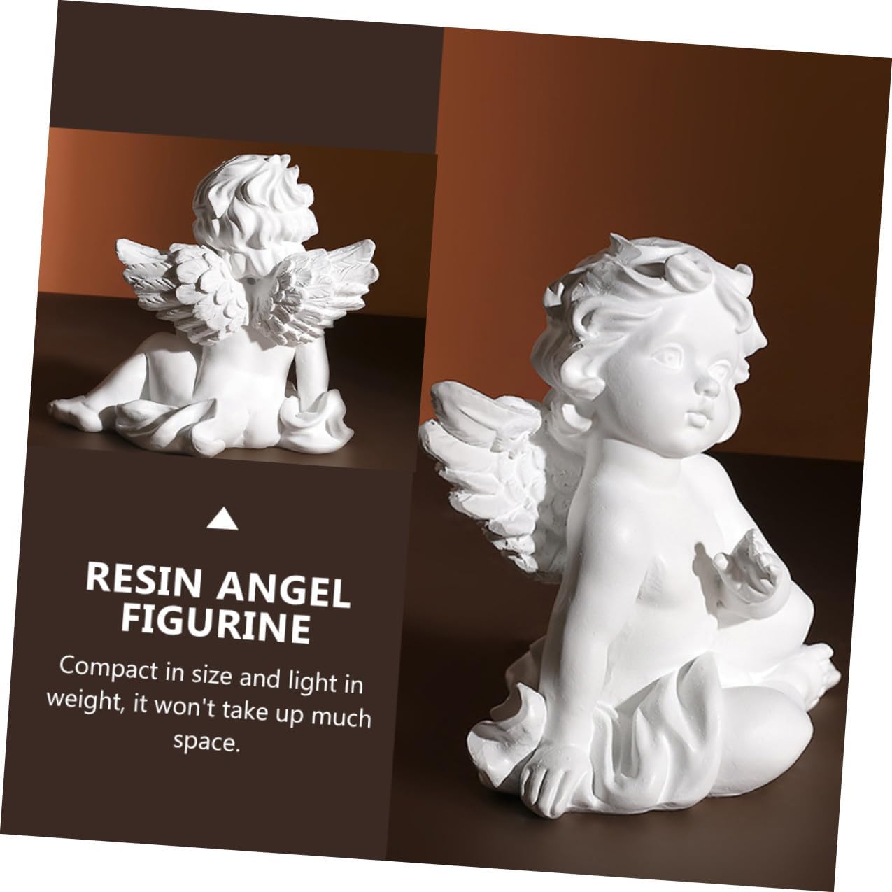 2pcs Resin Angel Figurine Adornment White Sculpture Xmas Home Décor image 4