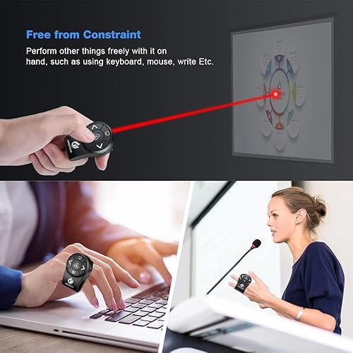 Miniatura 6 de AMERTEER presentador inalámbrico RF 2.4 GHz apuntador láser para presentaciones, PowerPoint, diapositivas PPT, lapicera, recargable