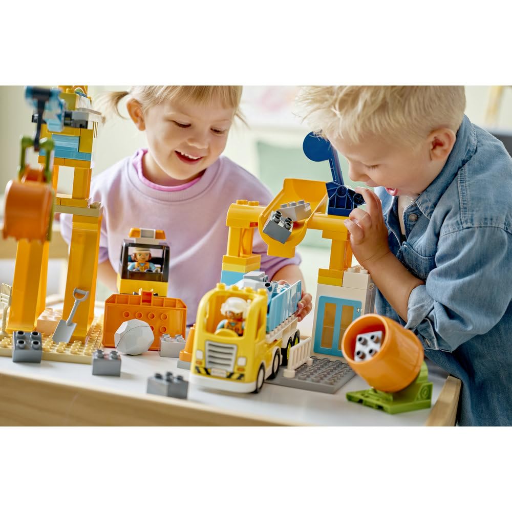 LEGO DUPLO Plac budowy z pojazdami 3 w 1 10476 | plac budowy, klocki dla 3-latka, prezent dla chłopca i dziewczynki 3+, pojazdy 3 w 1, 84 elementy