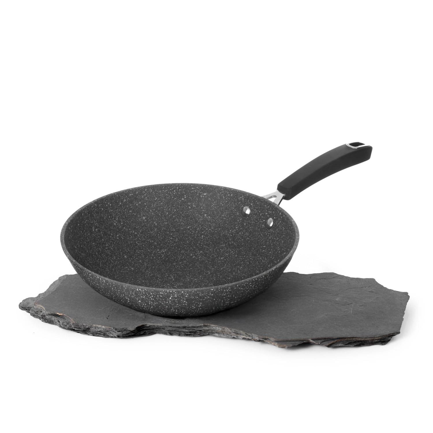 KASANOVA Wok antiaderente 28 cm, Padella per induzione e tutti i piani cottura New Petra Dark