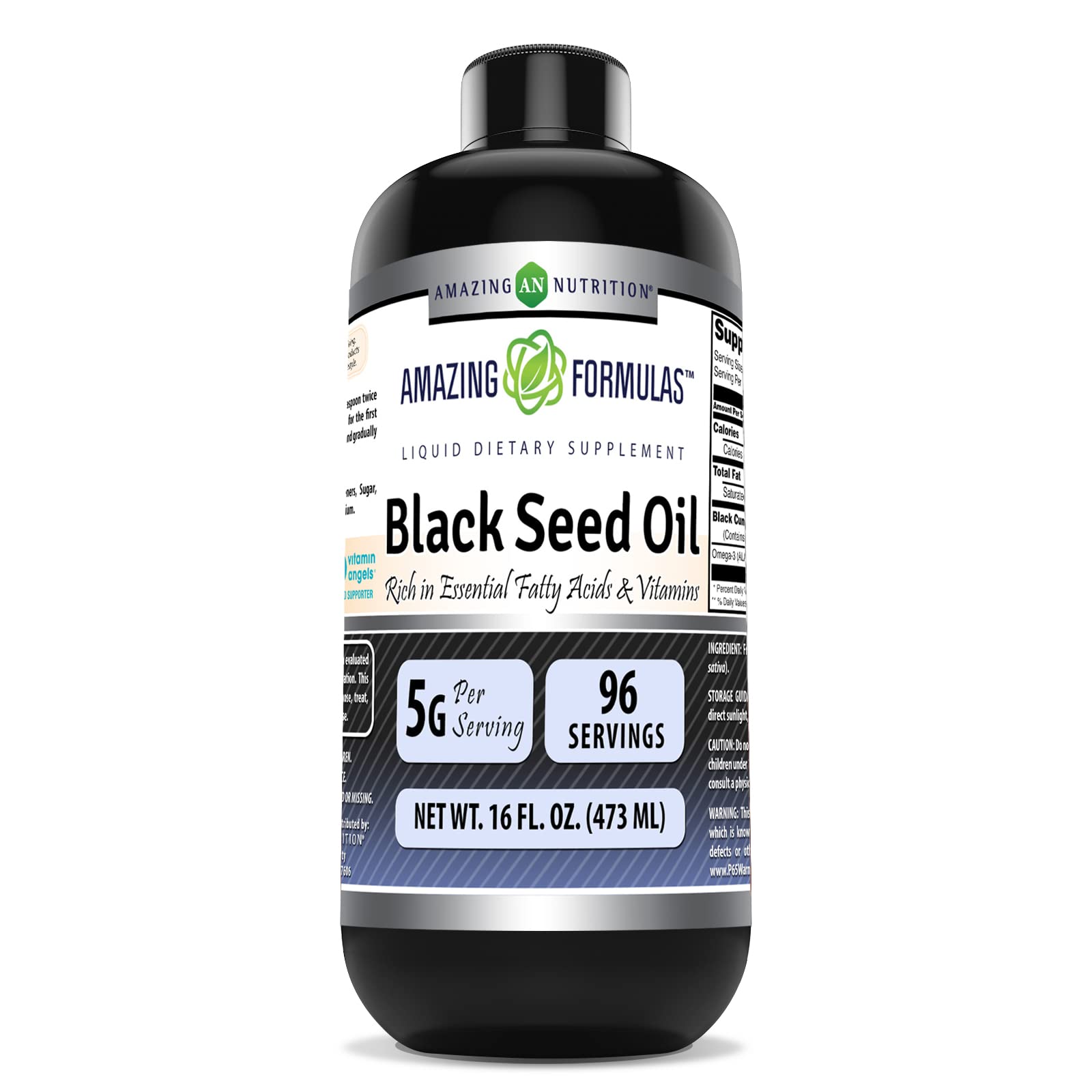 Amazing Formulas Black Seed Oil 16 oz | Natural Cold Pressed Black Cumin Seed Oil from 100% Genuine Nigella Sativa | Non-GMO | Gluten Free 16 Fl Oz (Pack of 1)