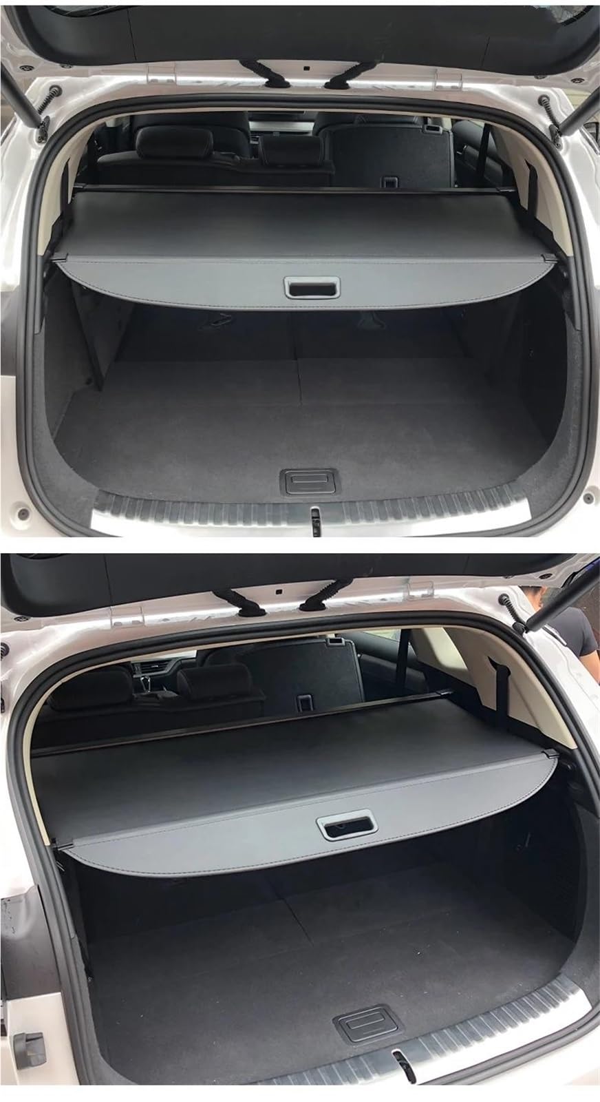 Plage Arrière pour VW pour Sharan 2012-2018 Couverture De Coffre Rétractable, Bouclier Étanche, Décoration D'intimité Intérieure(Look de Carbone)