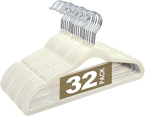 Monicent Perchas de terciopelo para niños de 14 pulgadas, paquete de 32 perchas antideslizantes de fieltro para niños, perchas de ropa resistentes