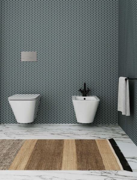 Coppia di sanitari sospesi in ceramica 36x54 cm Azzurra Ceramica serie Build - Bianco lucido, Standard