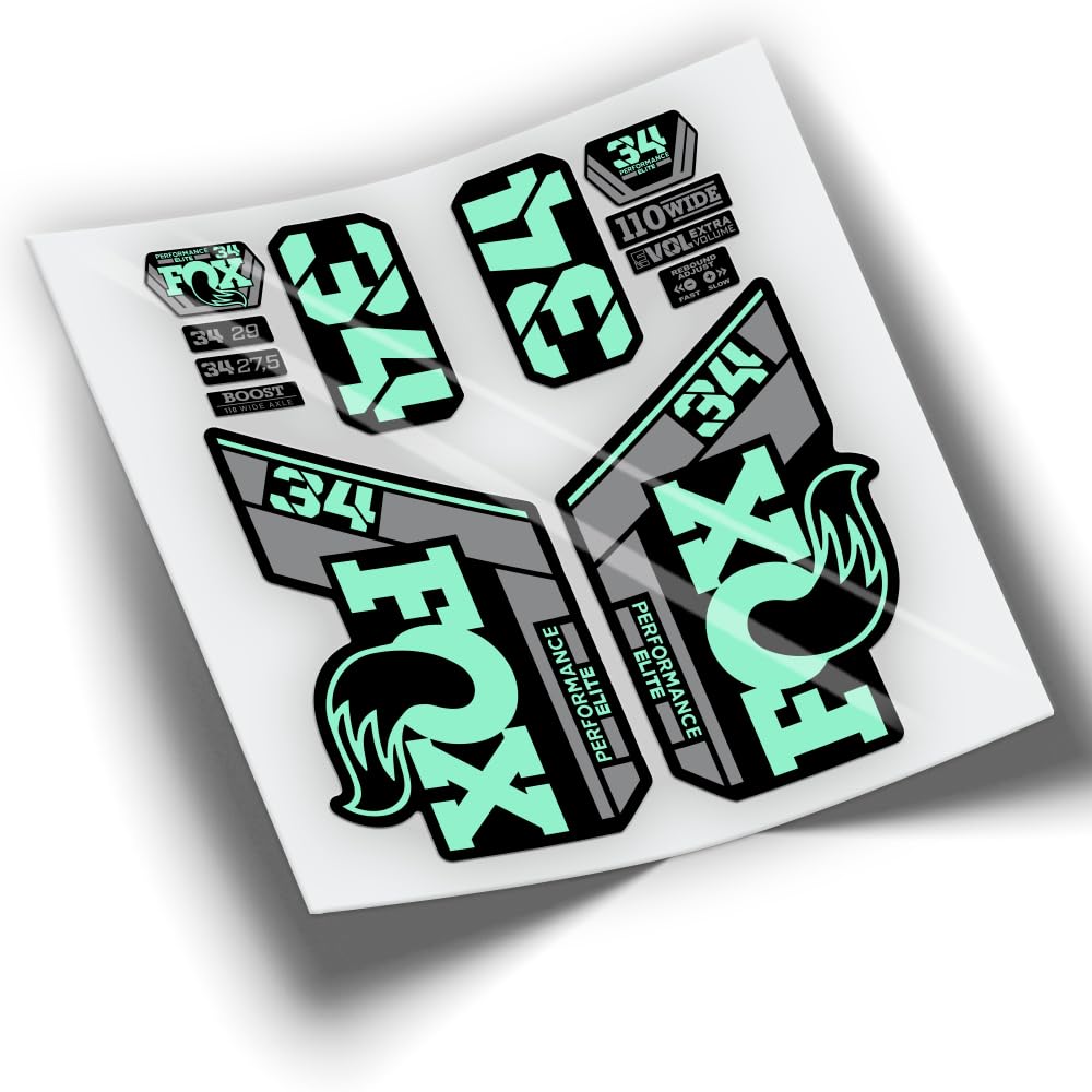 REF:VP418 Stickers compatible with FOX 34 ELITE fork 2021-2025 BICOLOR MTB, stickers, stickers, vinyls for mountain bikes. (Mint)