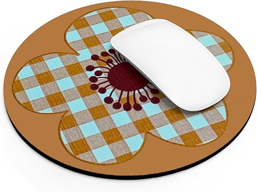 Miniatura 4 de Floral Gingham Mouse Pad, Retro Office Decor, Round Flower Desk Mat, Work Station Gift Home Office Accessory Gift for Student
