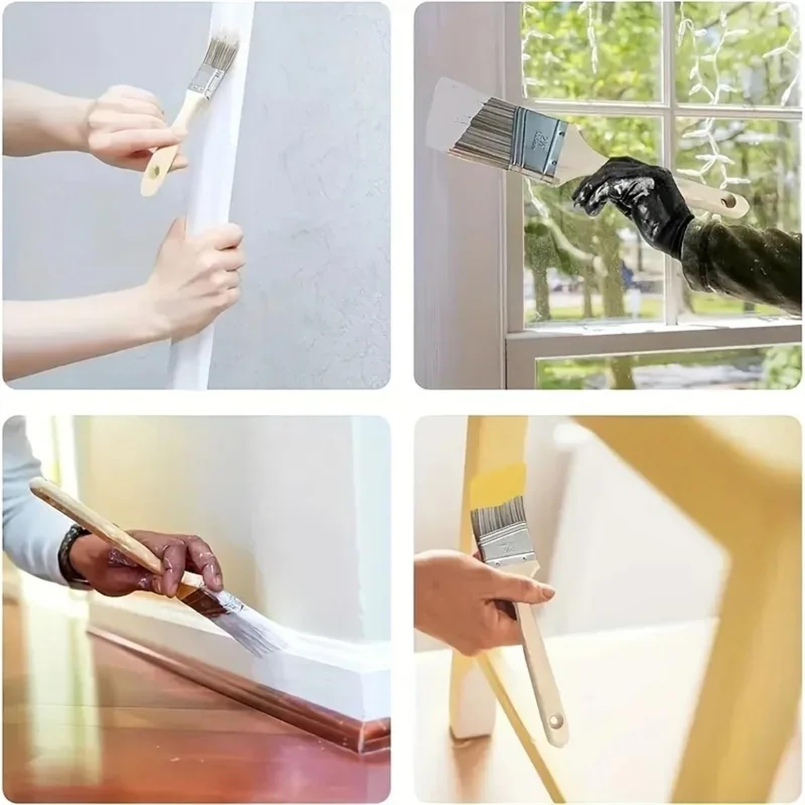 Pincel con mango de madera, Juego de 5 pinceles profesionales madera for pintar, planos y angulares, herramienta decorativa for bricolaje, for muebles paredes