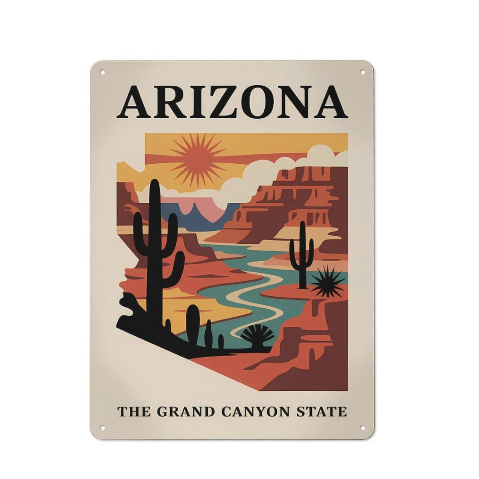 Junmoney Style-7 Arizona Grand Canyon State Printed Metal Sign 40X30cm For Dining Room Or Kitchen, For Kitchen Wall Decor Lovers