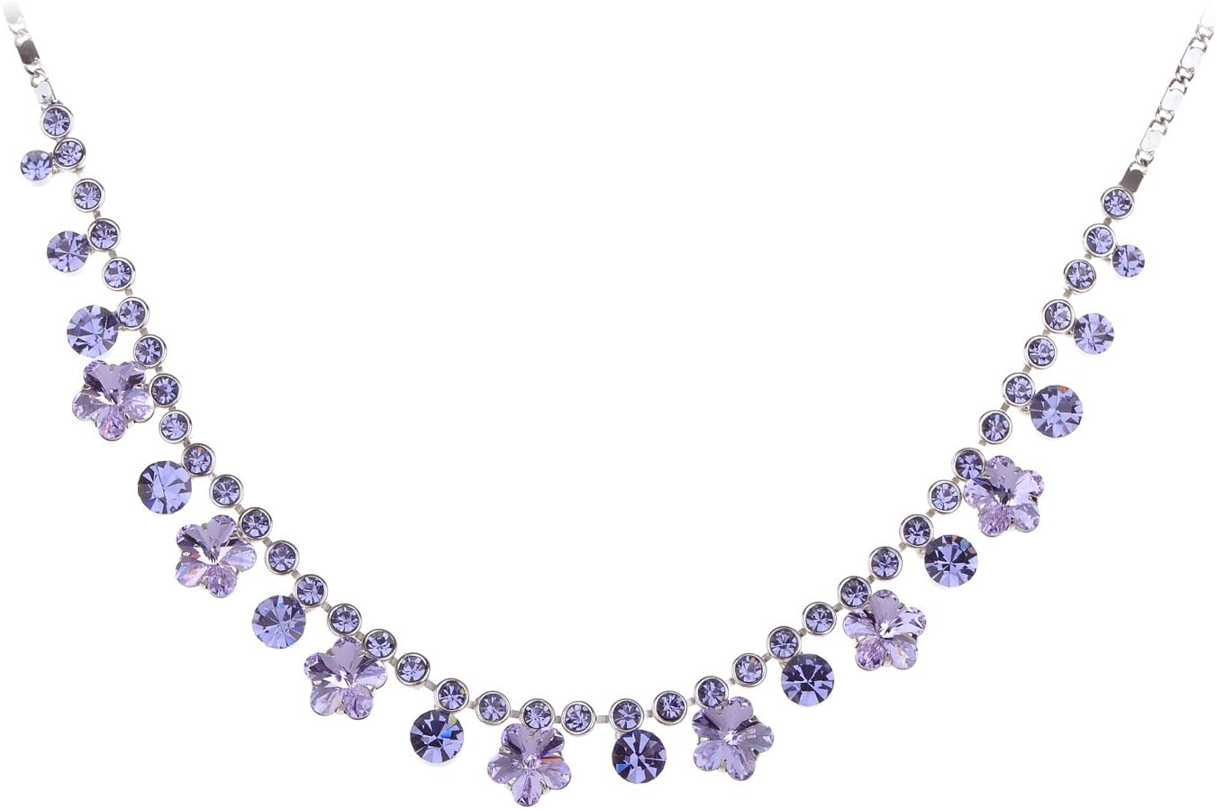Alilang Womens Crystal Purple Hibiscus Flower Drop Earring Necklace Statement Jewelry Set