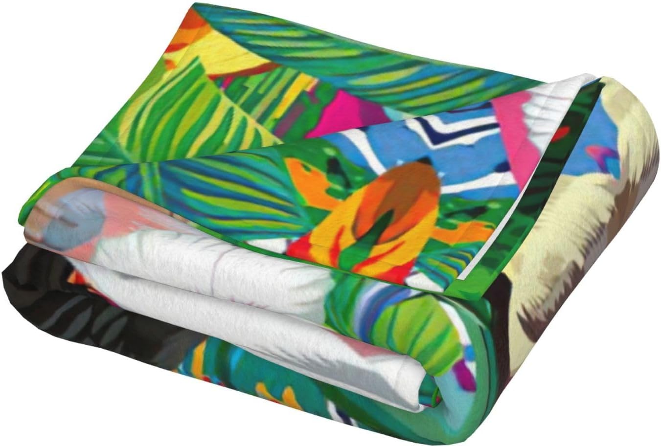 Tropical Birds and Plant Leaf Print Cozy Soft Blankets Warm 50x60 in Lightweight Blanket for Camping Travel