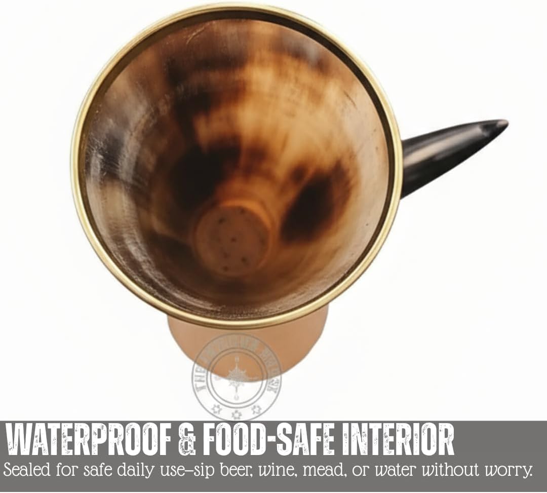 Real Ox Horn Drinking Horn Mug With Stand Viking Antique Style Beer Wine Mead Mug Gift - Image 8