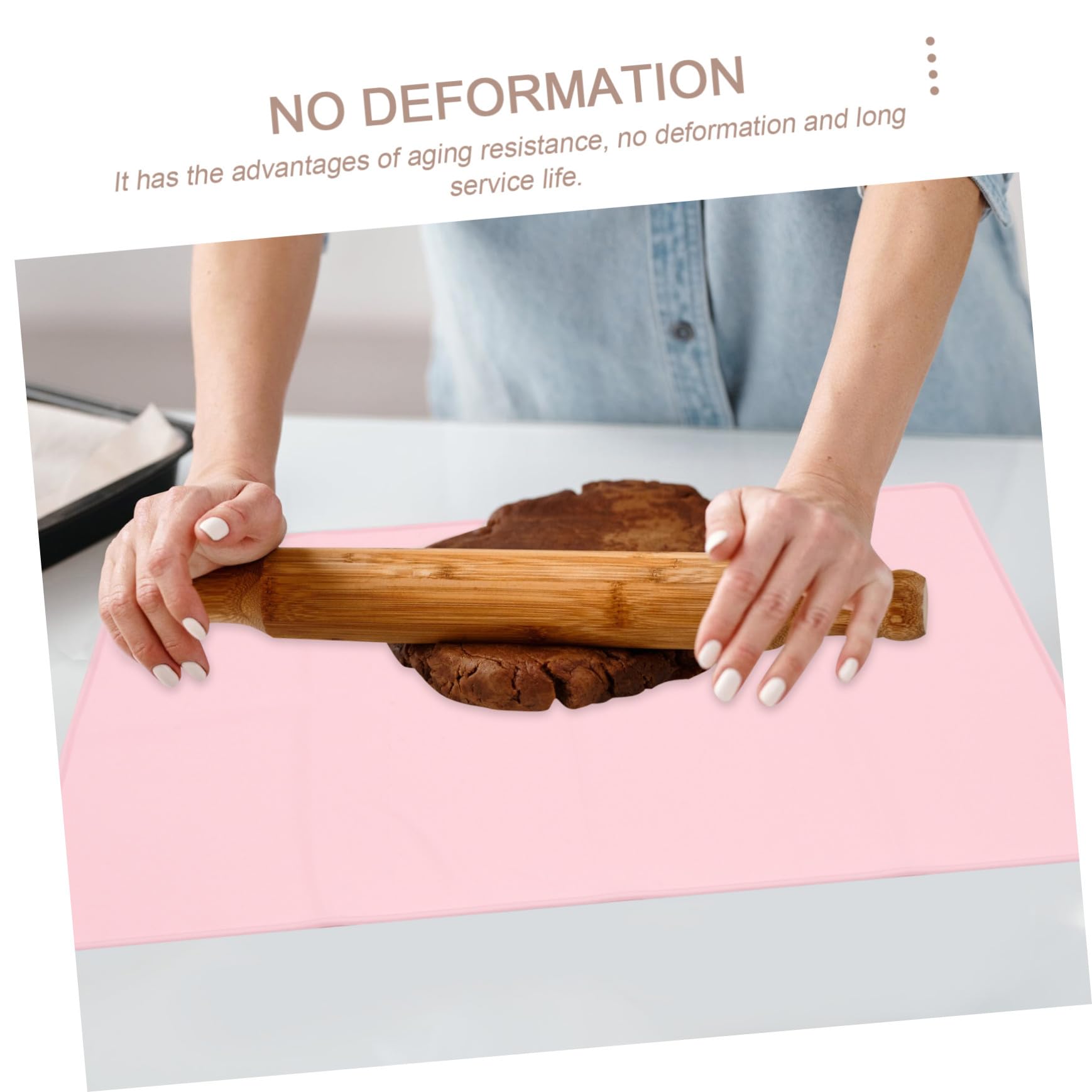 Hohopeti Silikon Teigmatte Rosa Rutschfeste Hitzebeständige Backmatte mit Maßskala Antihaftbeschichtet Wiederverwendbar für Teigkneten und Ausrollen zu Hause Gastronomie