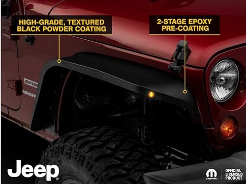 Miniatura 2 de RED ROCK Guardabarros delgados con logotipo Jeep delantero compatible con Jeep Wrangler JK 07-18