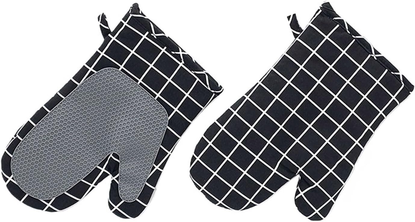 Pastoral Style Thickened Plaid Microwave Oven Thermal Insulation Gloves Microwave Oven Gloves Anti-scalding Gloves(4K 3.5X 90X)
