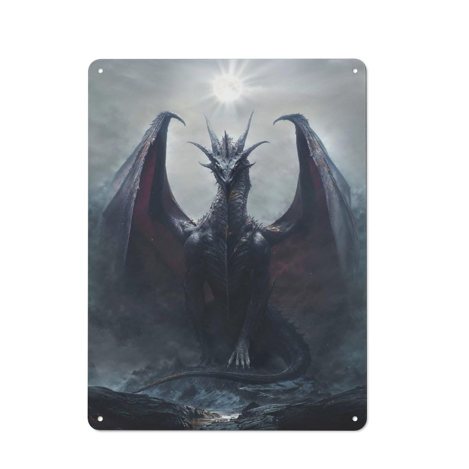 Distressed Look Moonlit Shadow Tyrant Decorative Tin Sign 40x30cm, Retro Room Decor for Lounge, Study, Pub Or Wall Gallery